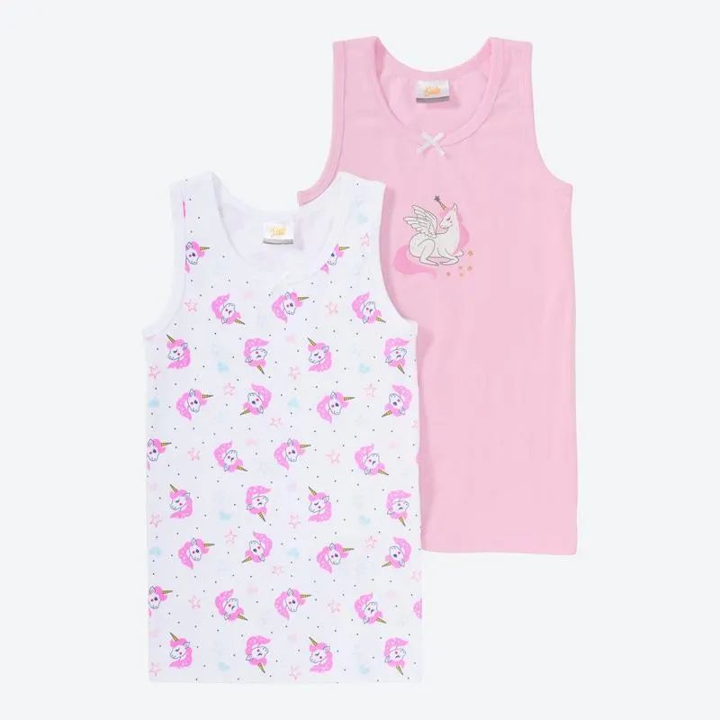 Kinder-Mädchen-Unterhemd mit hohem Baumwollanteil, 2er-Pack