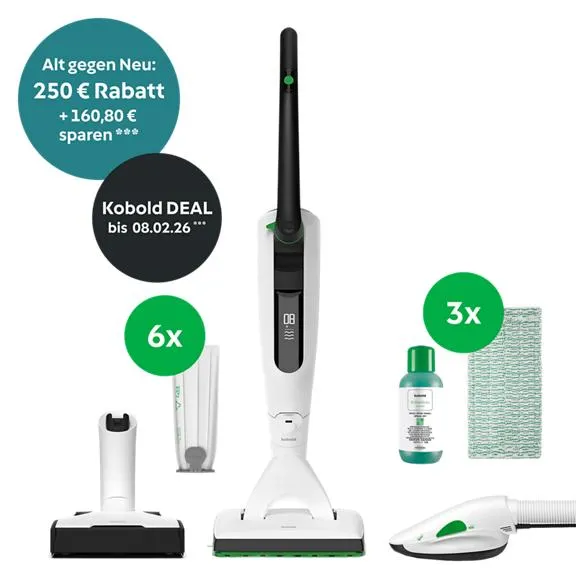 Alt gegen Neu: VK7 Akku-Staubsauger & Saugwischer & Polster (250 € Rabatt)