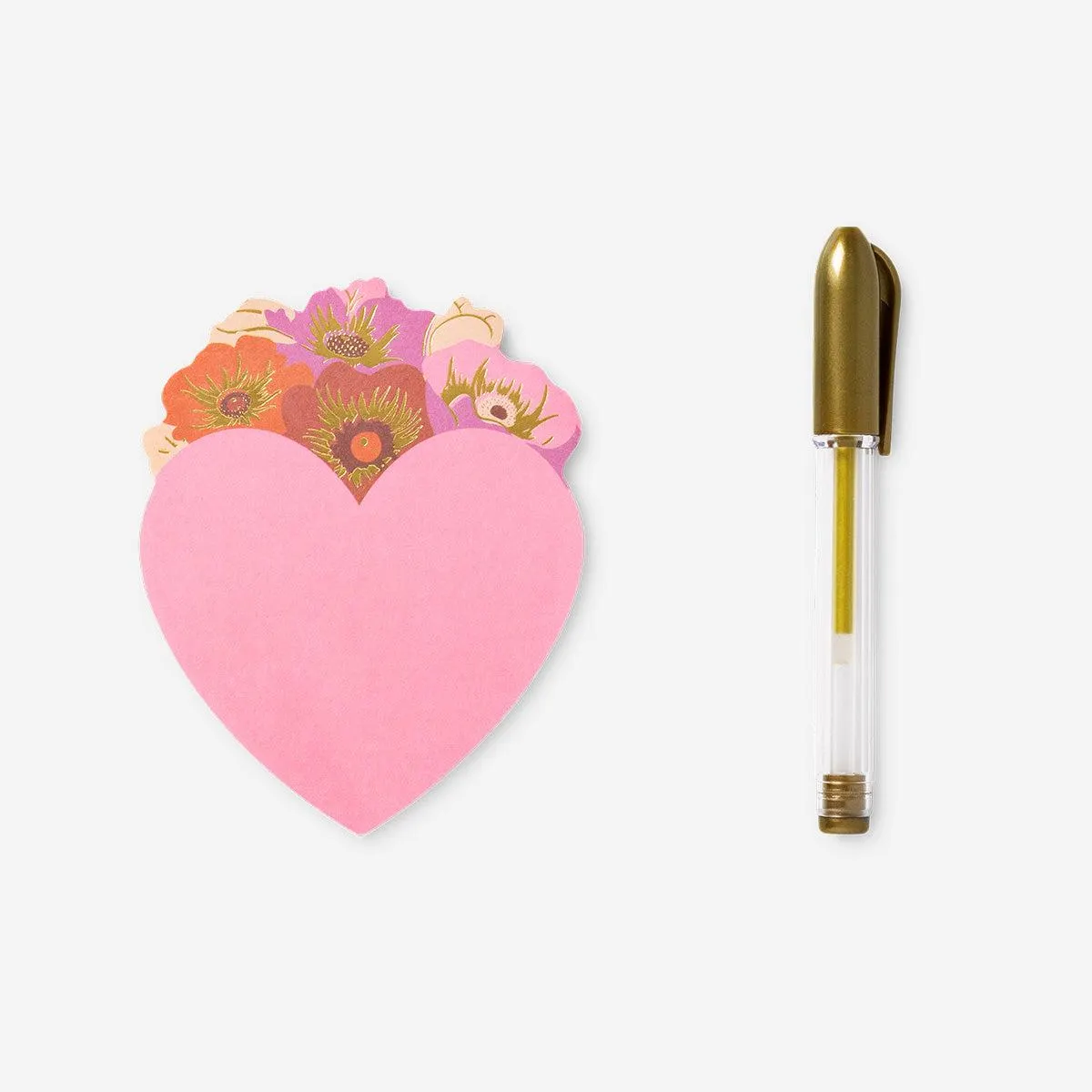 Heart sticky notes with gold gel pen