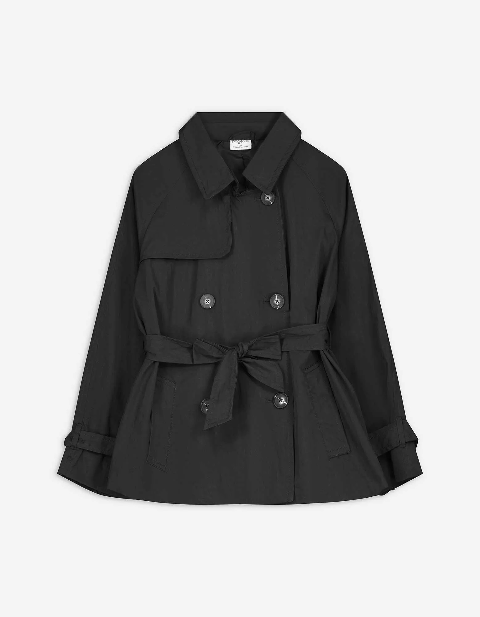 Trenchcoat - Baumwoll-Mix - schwarz