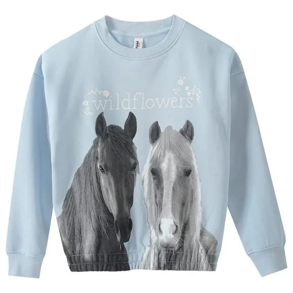 Mädchen Sweatshirt mit Pferde-Motiv