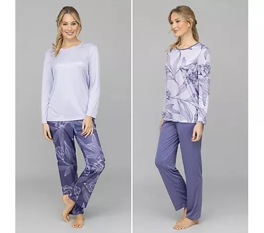 LITTLE ROSE 2 Pyjamas, 1/1-Länge Mikrofaser floraler Druck Flockdruck