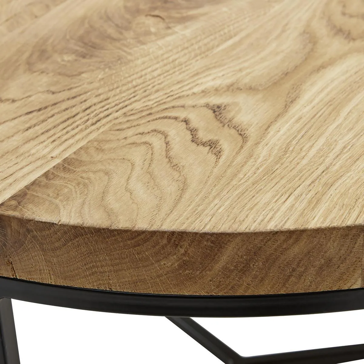 Eiche massiv 60/60/38 cm rund Schwarz, Eichefarben