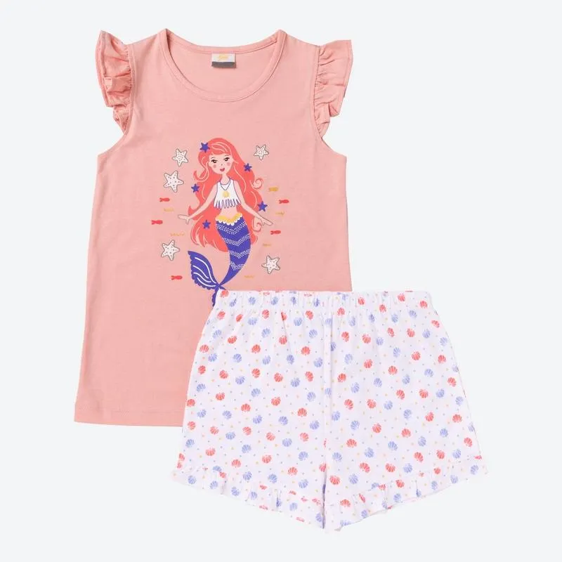 Mädchen-Shorty mit Aufdruck, 2-teilig