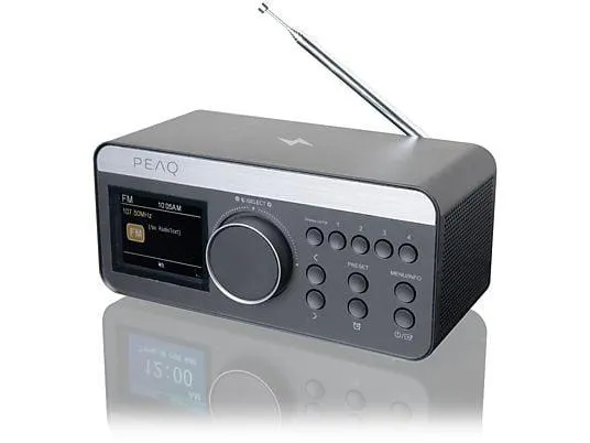 PEAQ PCR 540 DAB+ Radiowecker mit Wireless charging, DAB+/FM, DAB+, FM, Bluetooth, Schwarz/Grau