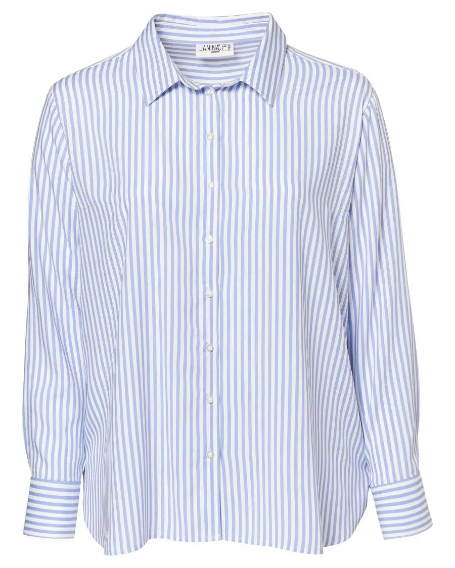 Blau gestreiftes Hemd Janina Plus, Knopfleiste