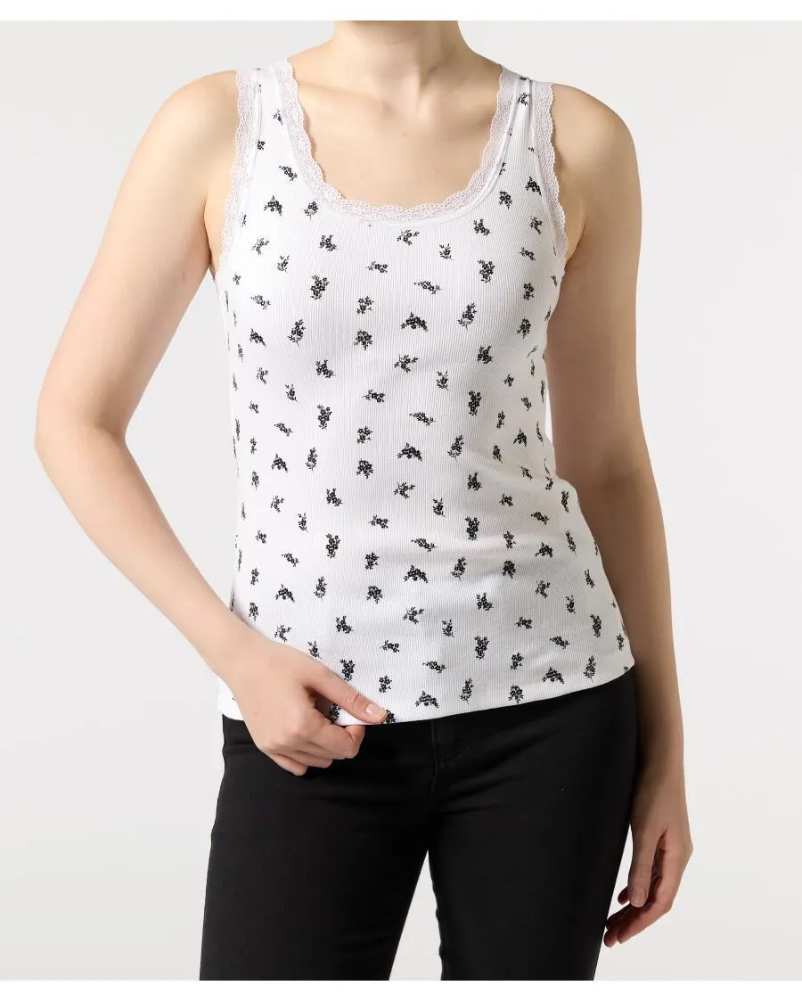 Tanktop mit Blumen Janina, Spitzendetails