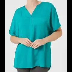 Smaragdgrünes Blusenshirt Janina, Y-Ausschnitt