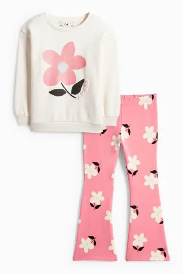 Floral - set - sweatshirt and flared leggings - 2 piece