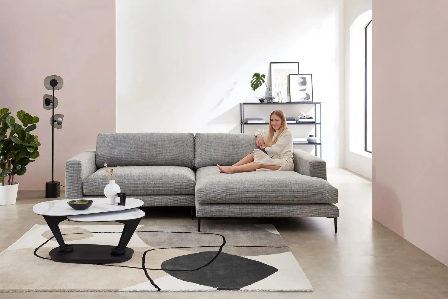CosyHome Stoff Ecksofa in L-Form