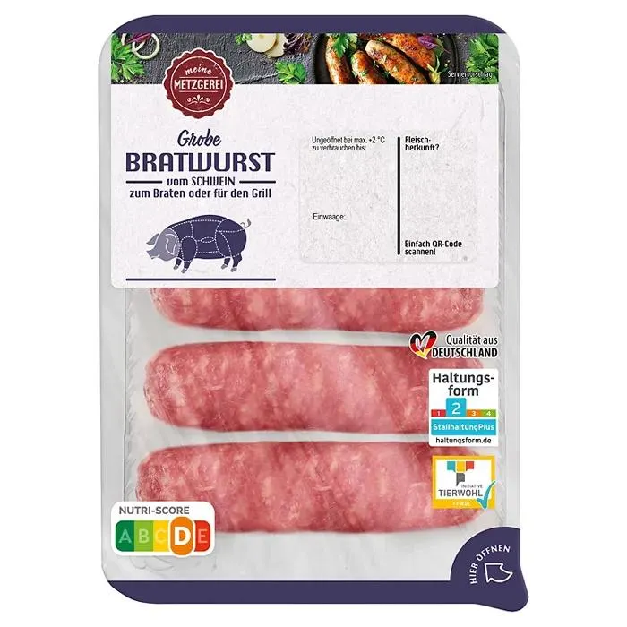 MEINE METZGEREI Grobe Schweine-Bratwurst 400 g