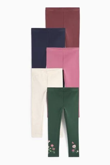 Multipack of 5 - floral - thermal leggings
