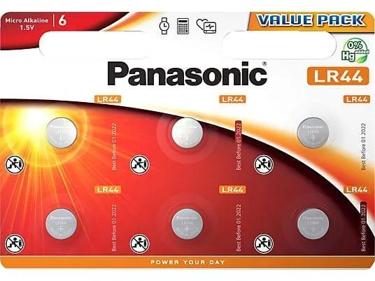 PANASONIC LR44 LR44 Knopfzelle, Alkaline, 1.5 Volt