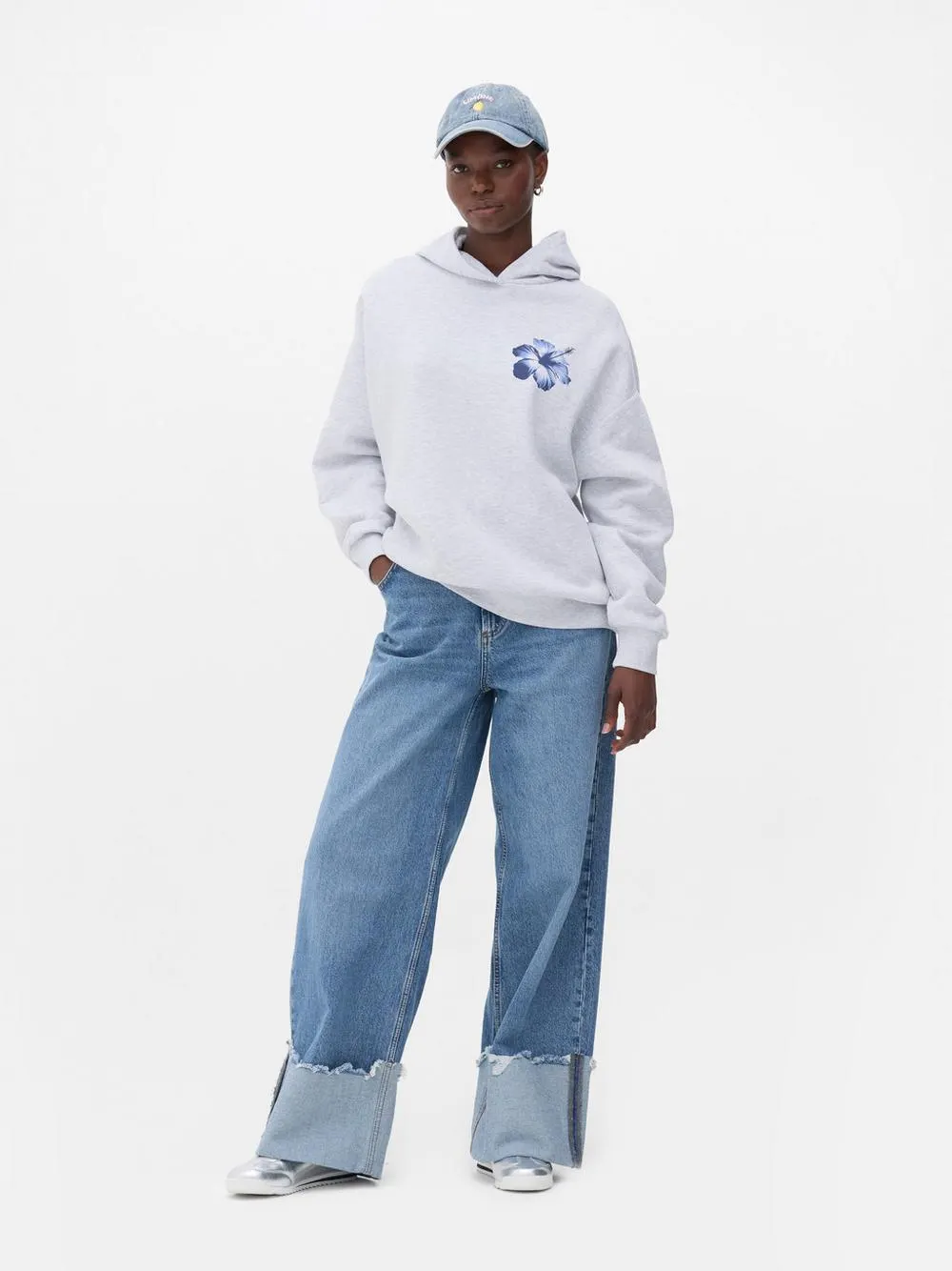 Kapuzenpulli m. Slogan im Oversized-Look