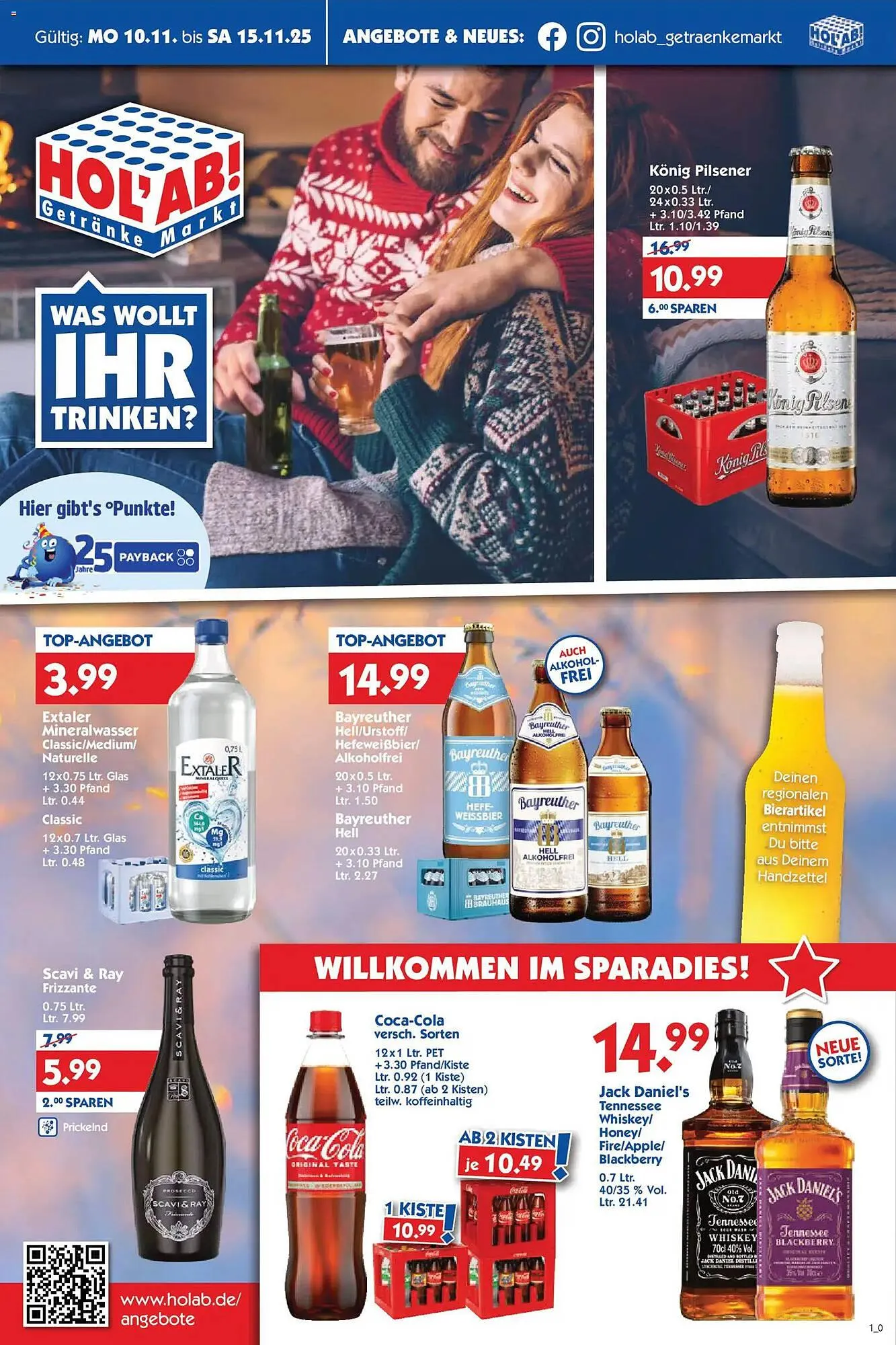 Hol'ab Getränkemarkt Prospekt von 10. November bis 15. November 2025 - Prospekt seite 1