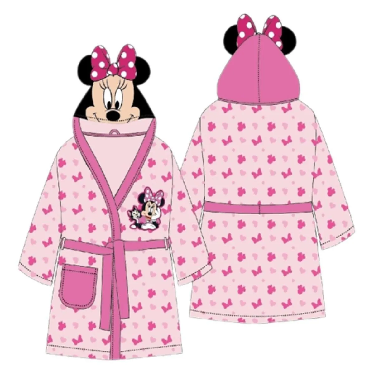 Disney Minnie Mouse Kinder Bademantel Rosa 110/116 mit Kapuze & Gürtel