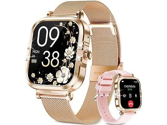 RAYOFI HK82 Smartwatch Silikon/Metall, 240 mm, Roségold/Silber