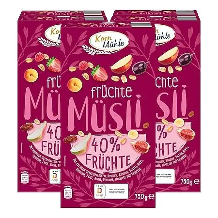 Kornmühle Früchte Müsli 750 g, 5er Pack