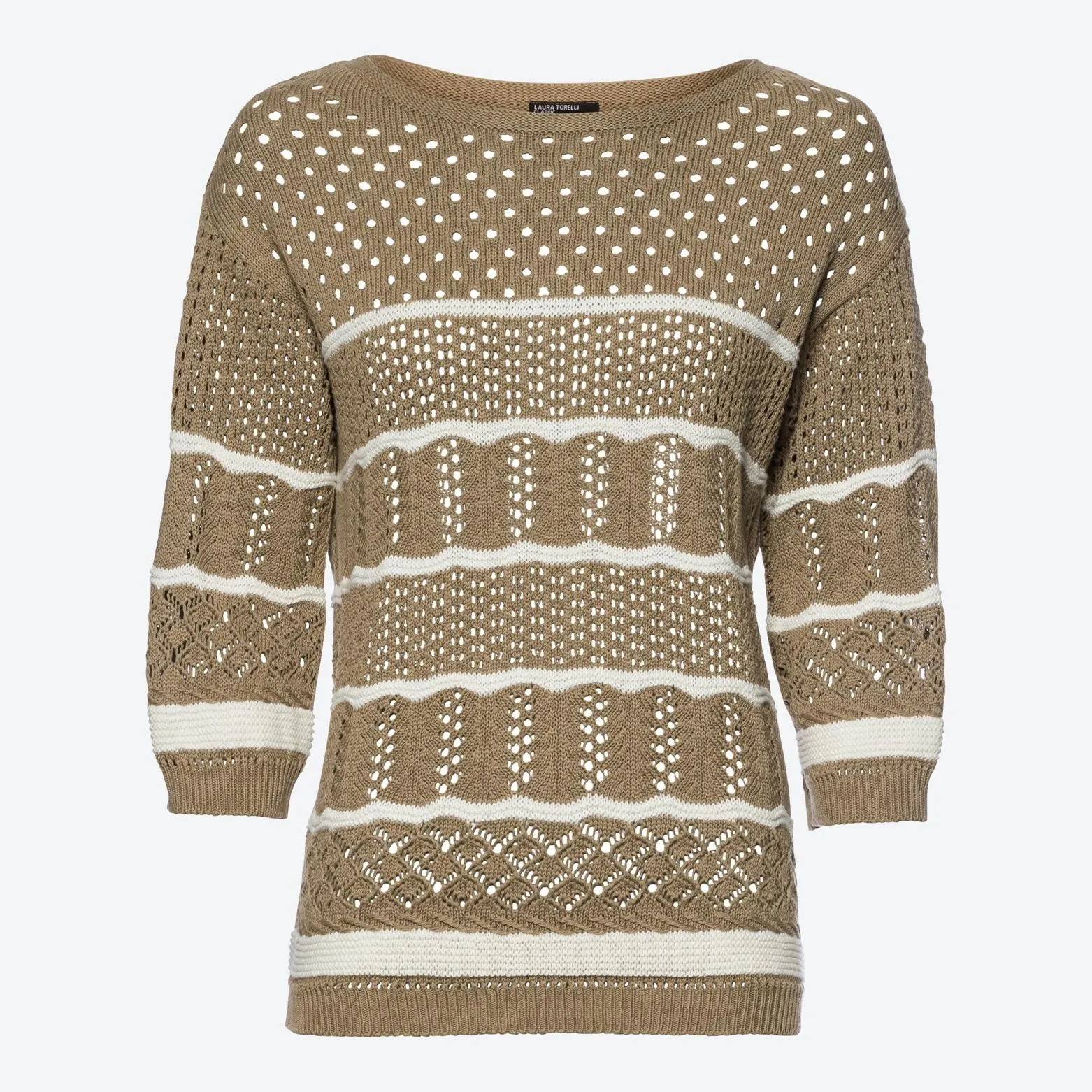 Damen-Ajourpullover aus Baumwolle