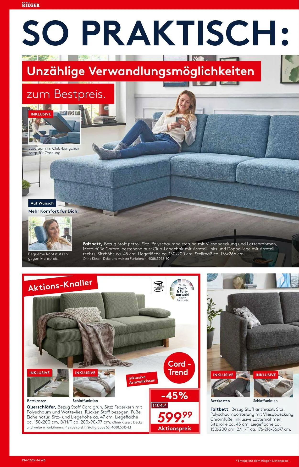 Möbel Rieger Aktueller Prospekt von 5. November bis 19. November 2025 - Prospekt seite 14