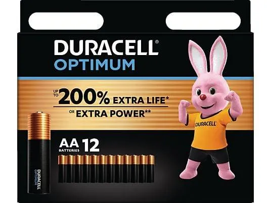 DURACELL Optimum AA (Alkaline) Batterie, Alkaline, 1.5 Volt 12 Stück