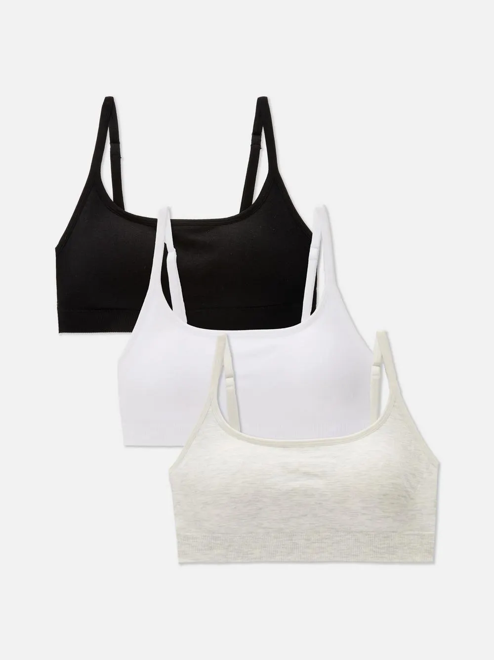 Kurze bügellose Bralette-BHs, 3er-Pack