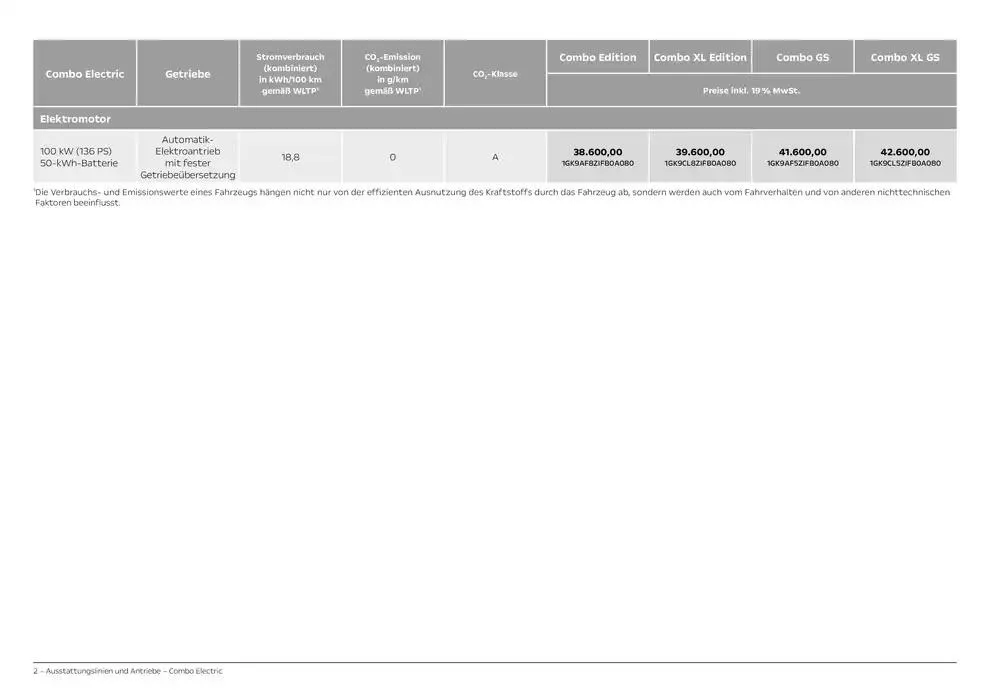 Opel Neuer Combo Electric von 8. November bis 8. November 2025 - Prospekt seite 2