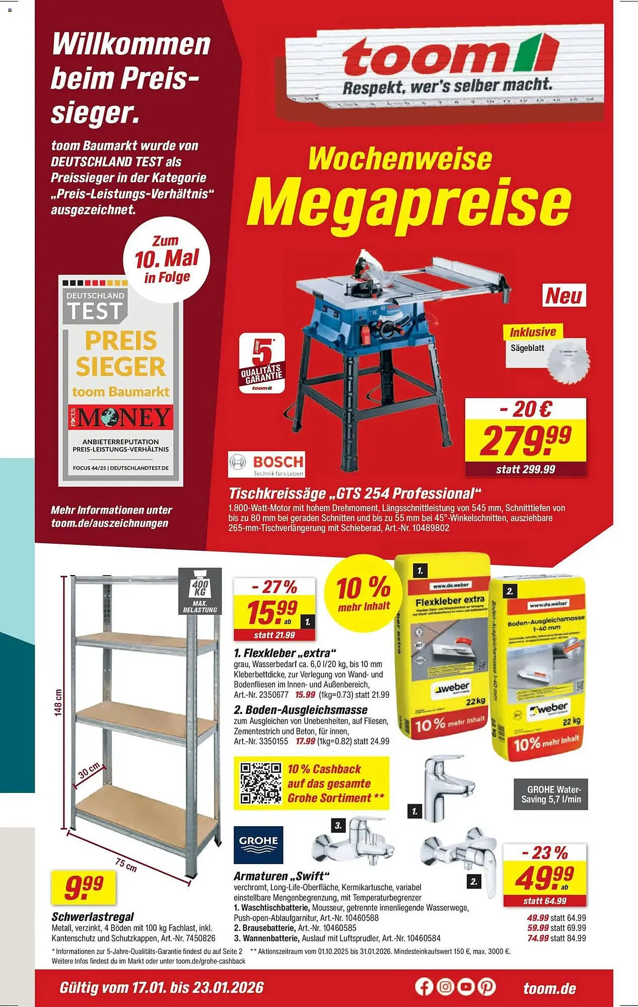 Toom Baumarkt Prospekt von 17. Januar bis 23. Januar 2026 - Prospekt seite 1