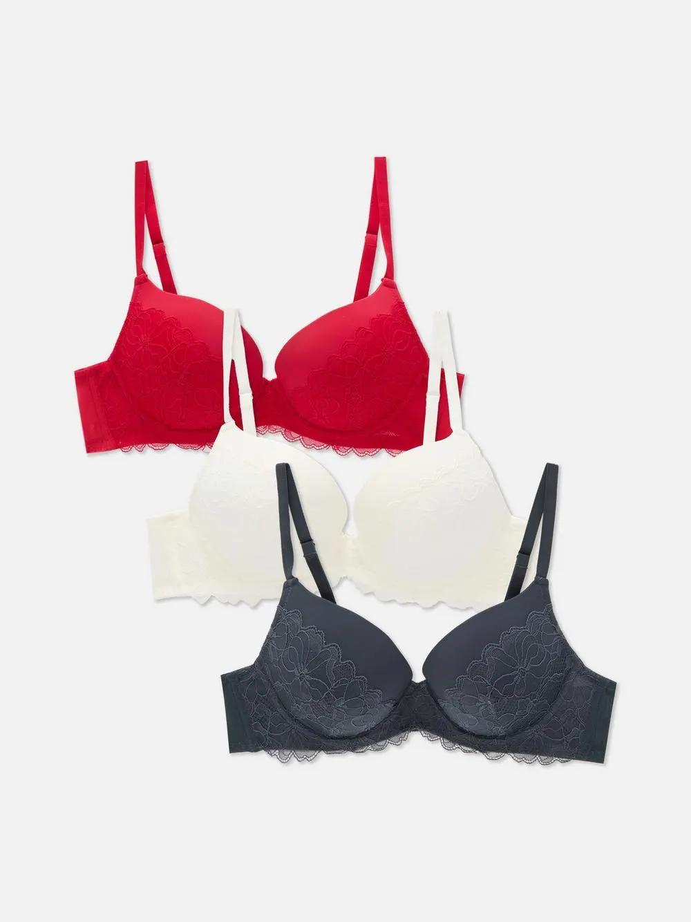 Push-up-BHs mit Spitze, 3er-Pack