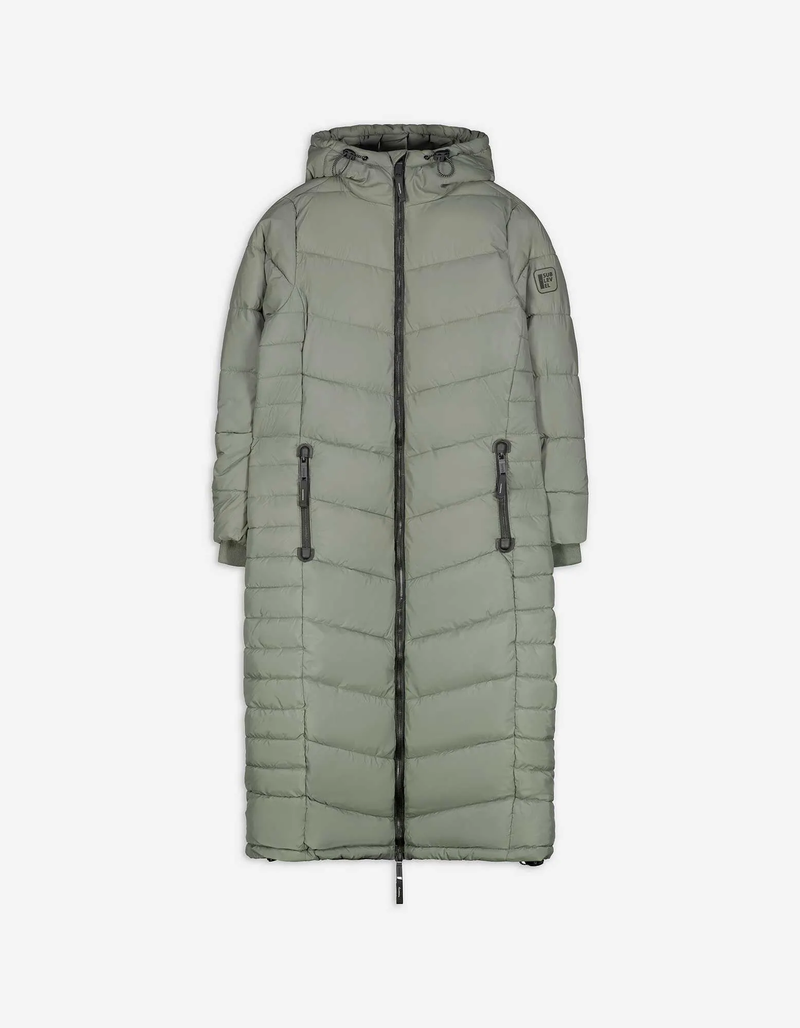 Steppmantel - Kapuze - dunkelgrün