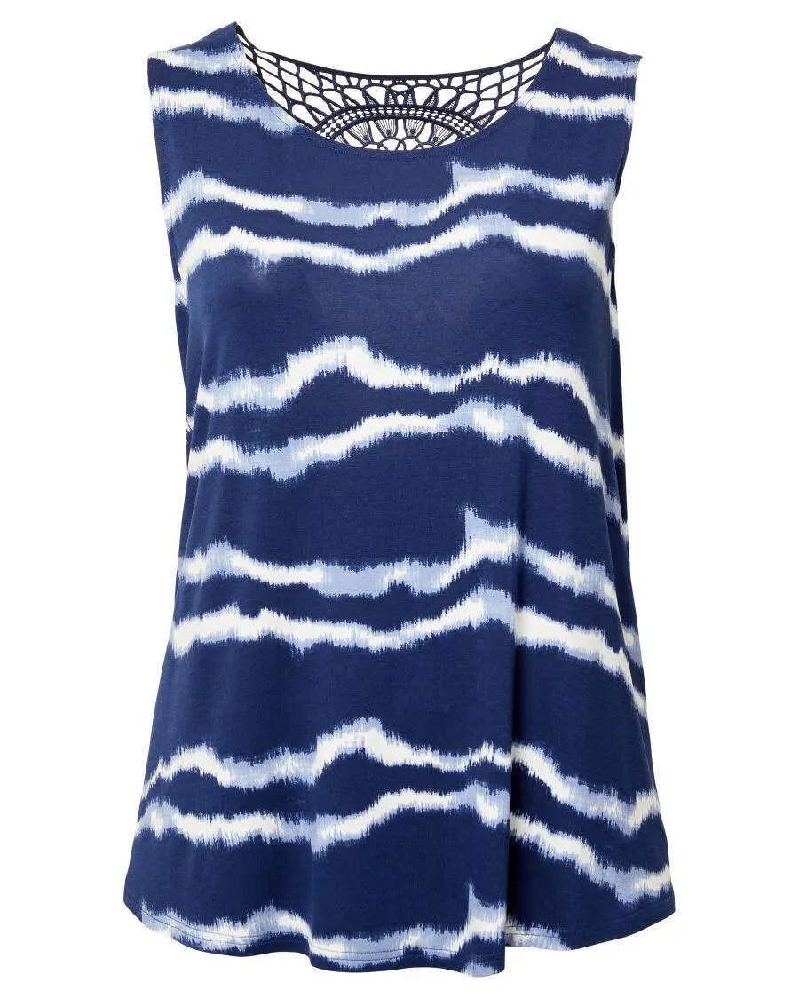 Batik Tanktop Janina Plus, Häkelspitze