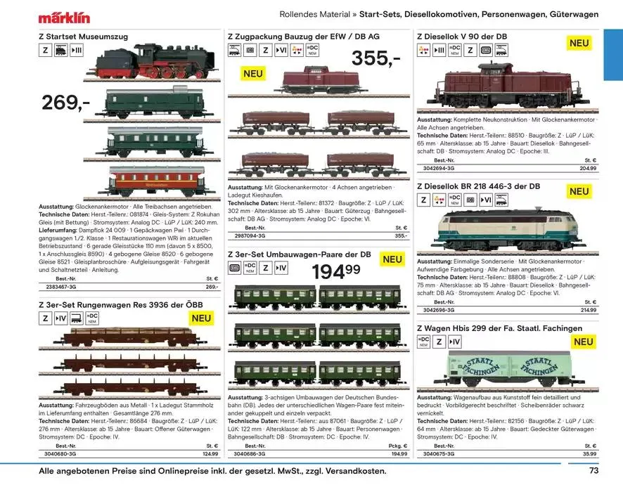 Modellbahn Katalog von 29. Oktober bis 31. Dezember 2025 - Prospekt seite 75