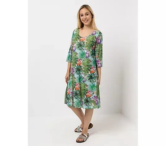 DINE 'N' DANCE Mesh-Kleid, 3/4-Arm knieumspielend Rundhalsausschnitt figurumspielend