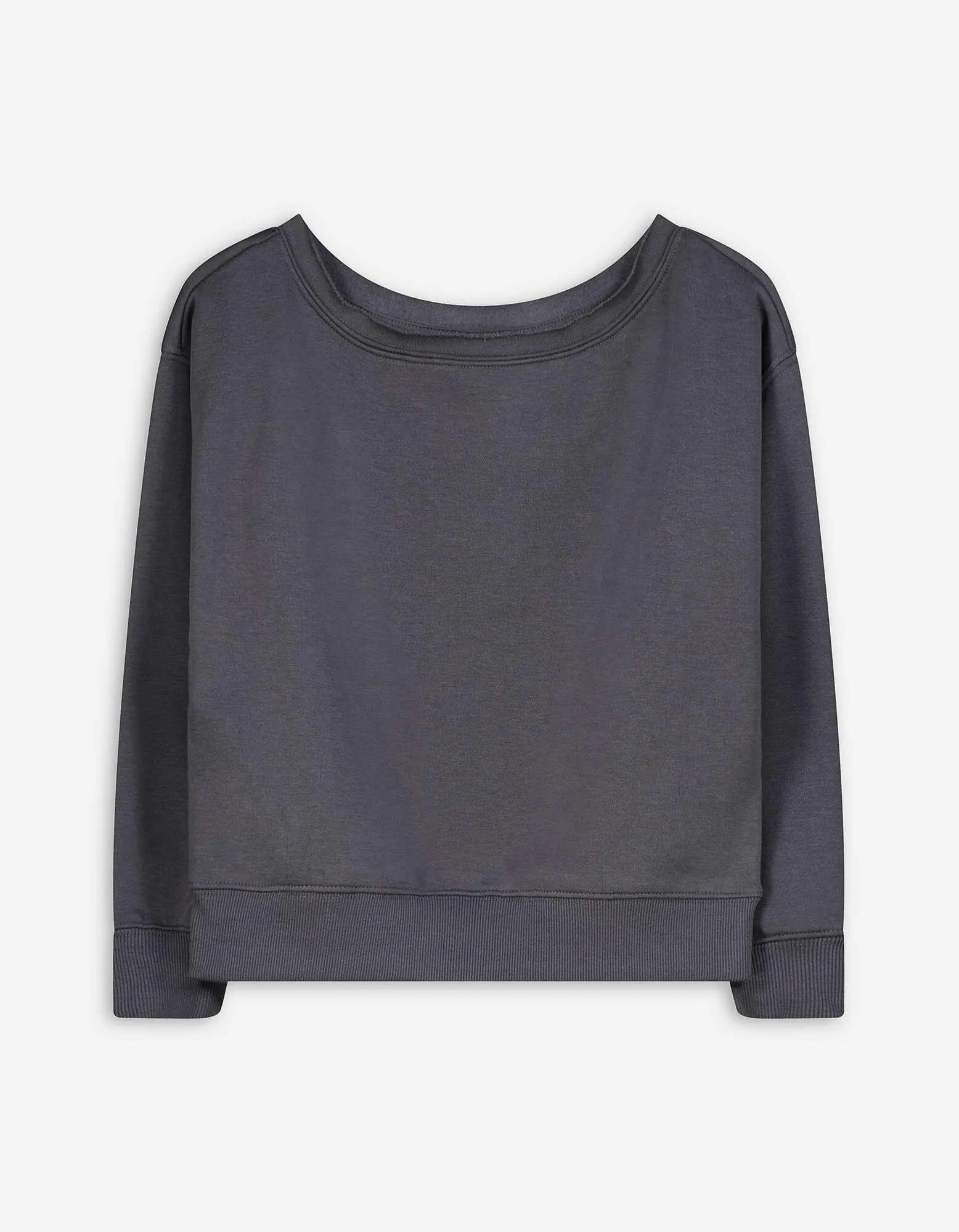 Mikina - Lodičkový výstřih - tmave seda