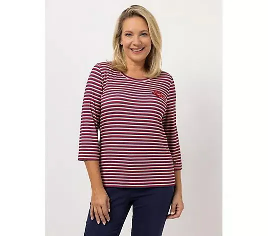 KILIAN KERNER SENSES Shirt, 3/4-Arm Pailletten-Kuss Kuss-Plakette figurumspielend