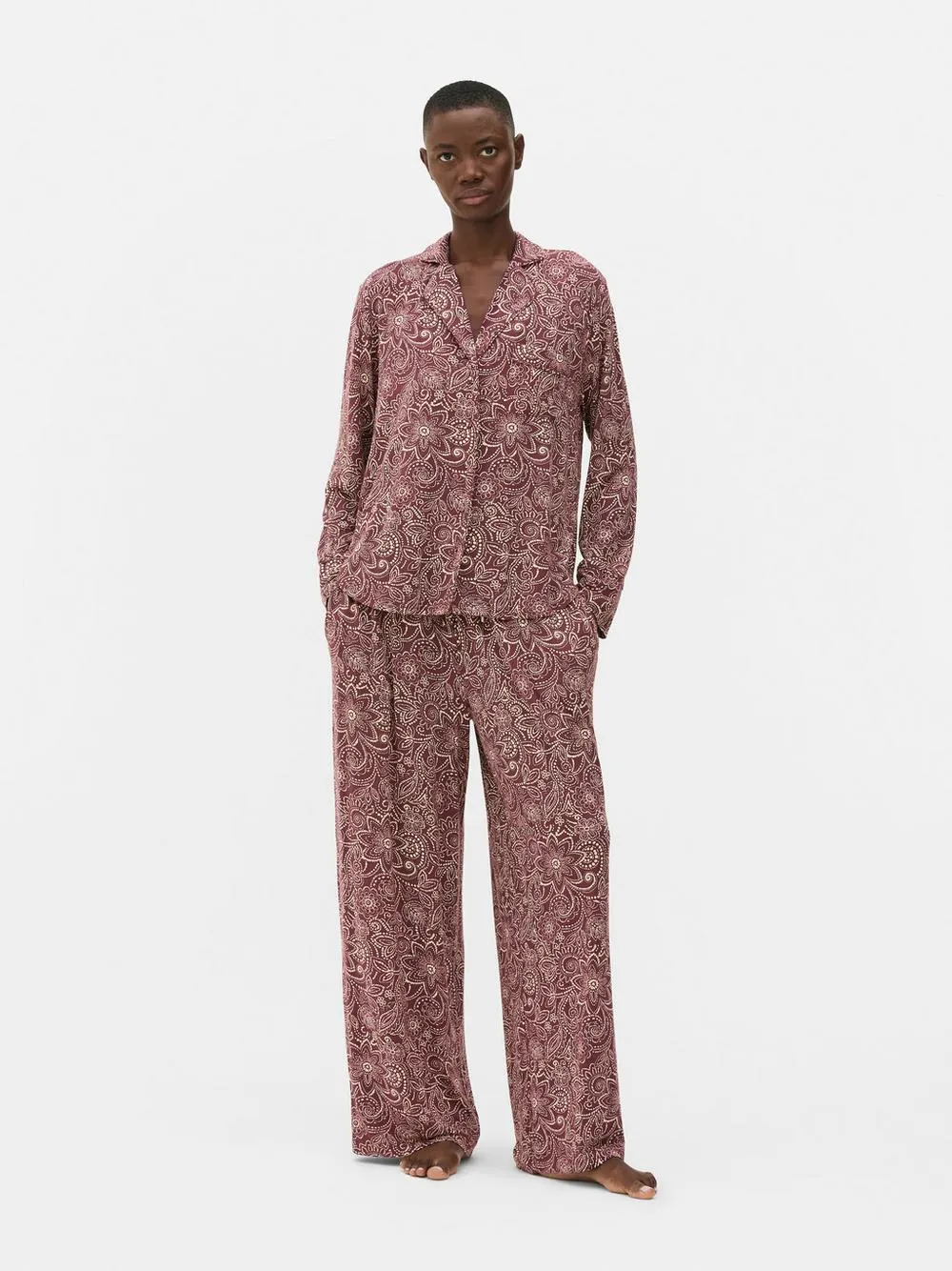 Modal-Schlafanzughemd mit Paisleymuster