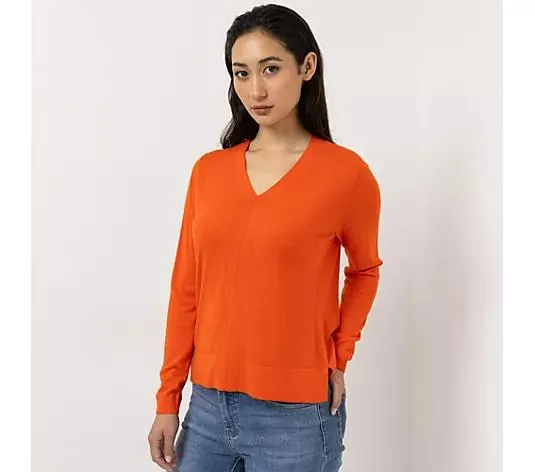 STEFFEN SCHRAUT Pullover V-Ausschnitt Seitennahtschlitz figurumspielend