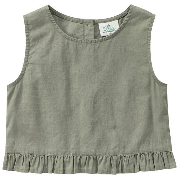 Mädchen Leinen-Top in unifarben