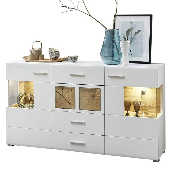 Sideboard SOLID 170 x 94 cm weiß/ braun