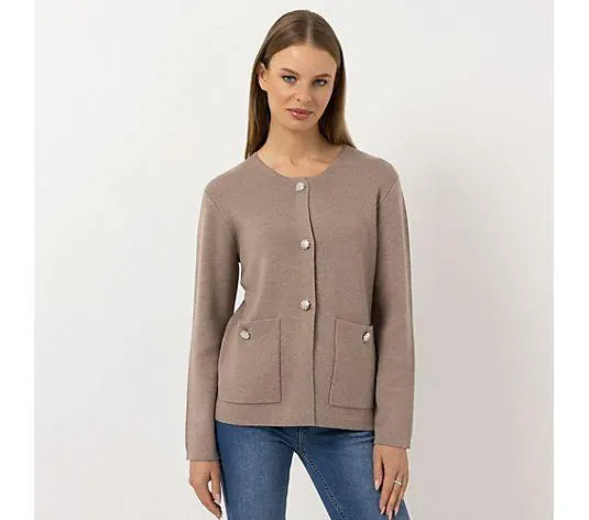 STEFFEN SCHRAUT Cardigan aufgesetzte Taschen Schmuckknöpfe figurumspielend