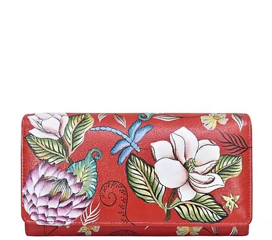 ANUSCHKA® Geldbörse echt Leder RFID- Schutz handbemalt