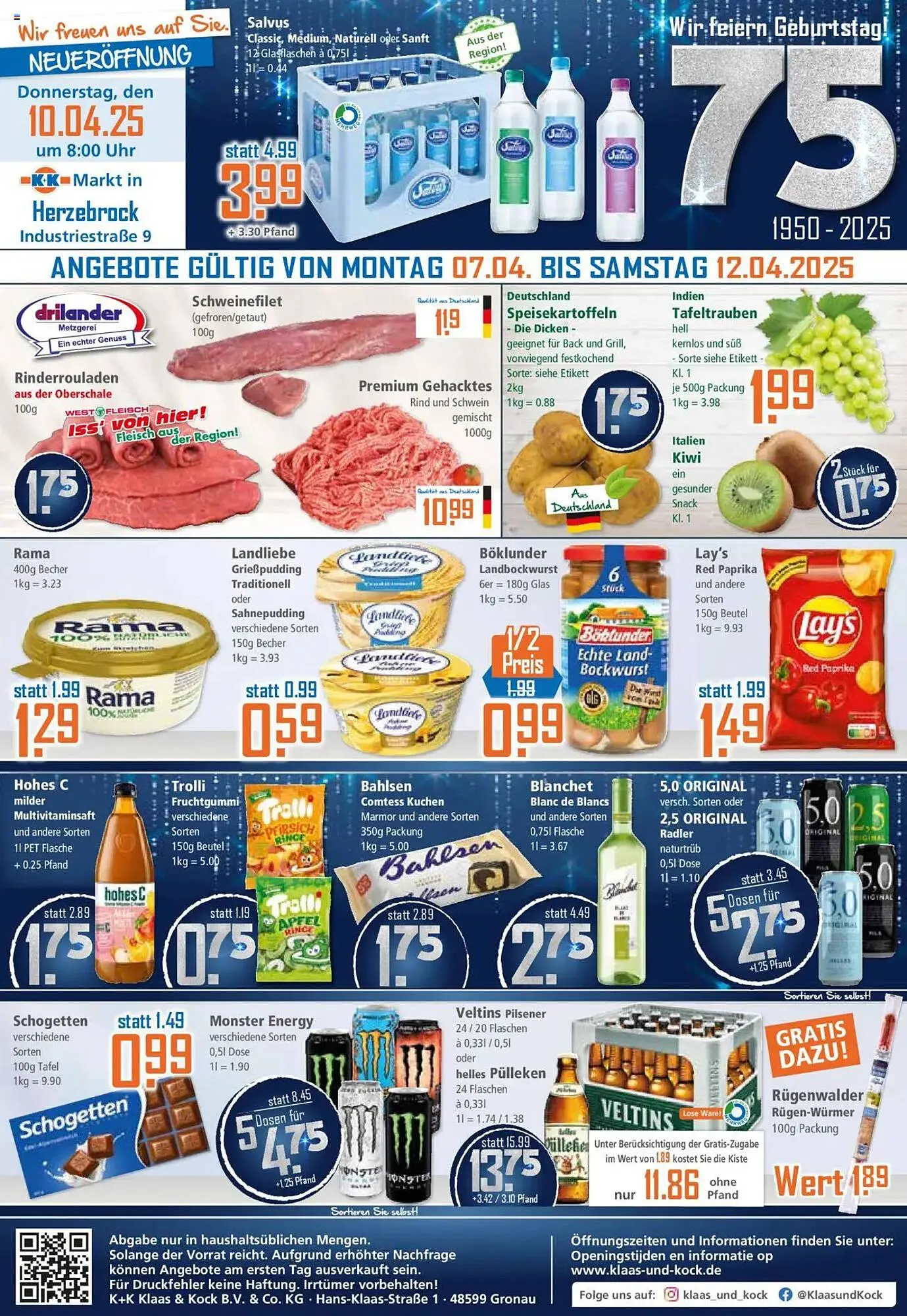 Klaas und Kock Prospekt von 7. April bis 12. April 2025 - Prospekt seite 1