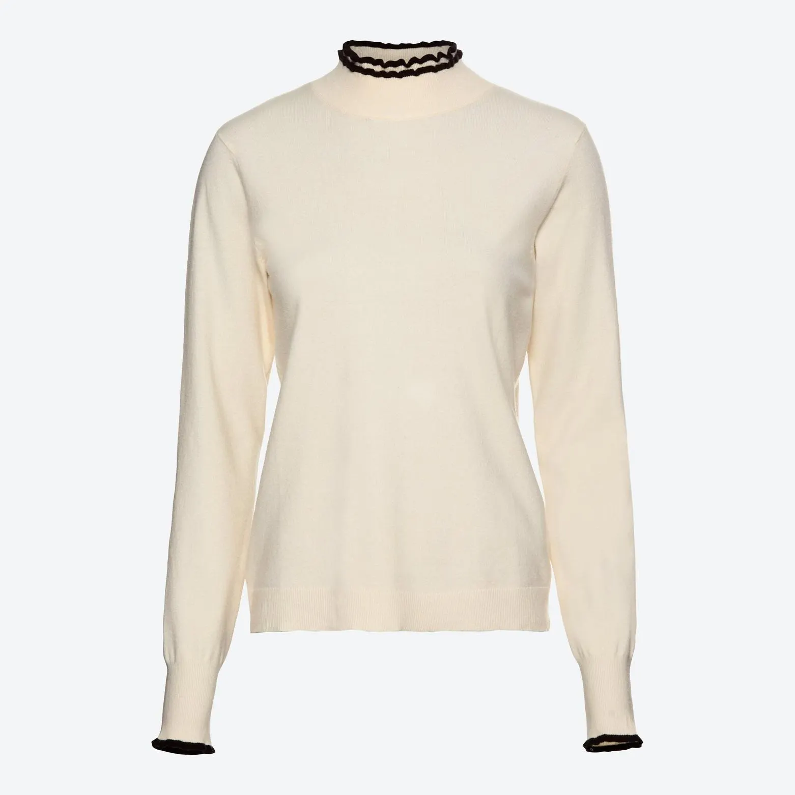 Damen-Feinstrickpullover mit Rüschen am Kragen