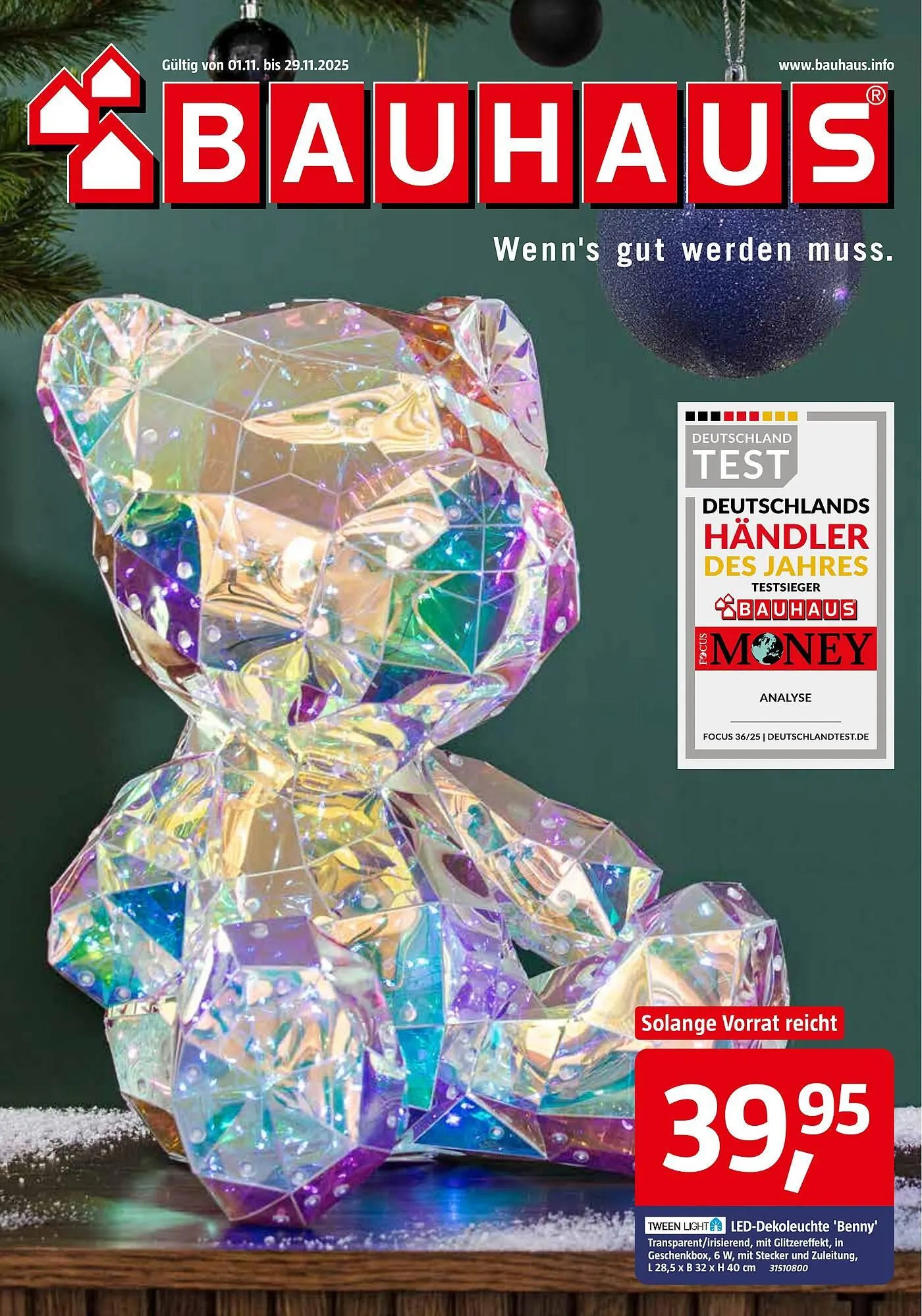 Bauhaus Prospekt von 1. November bis 29. November 2025 - Prospekt seite 1