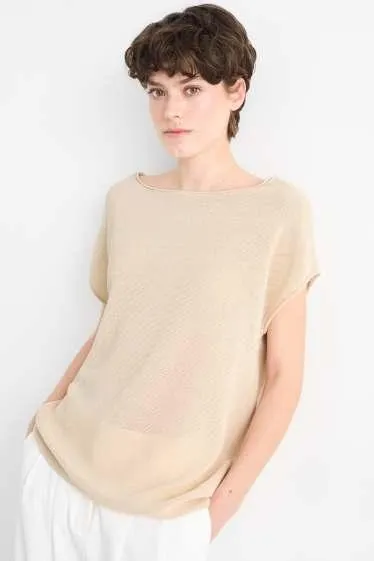 Knitted jumper - short sleeve