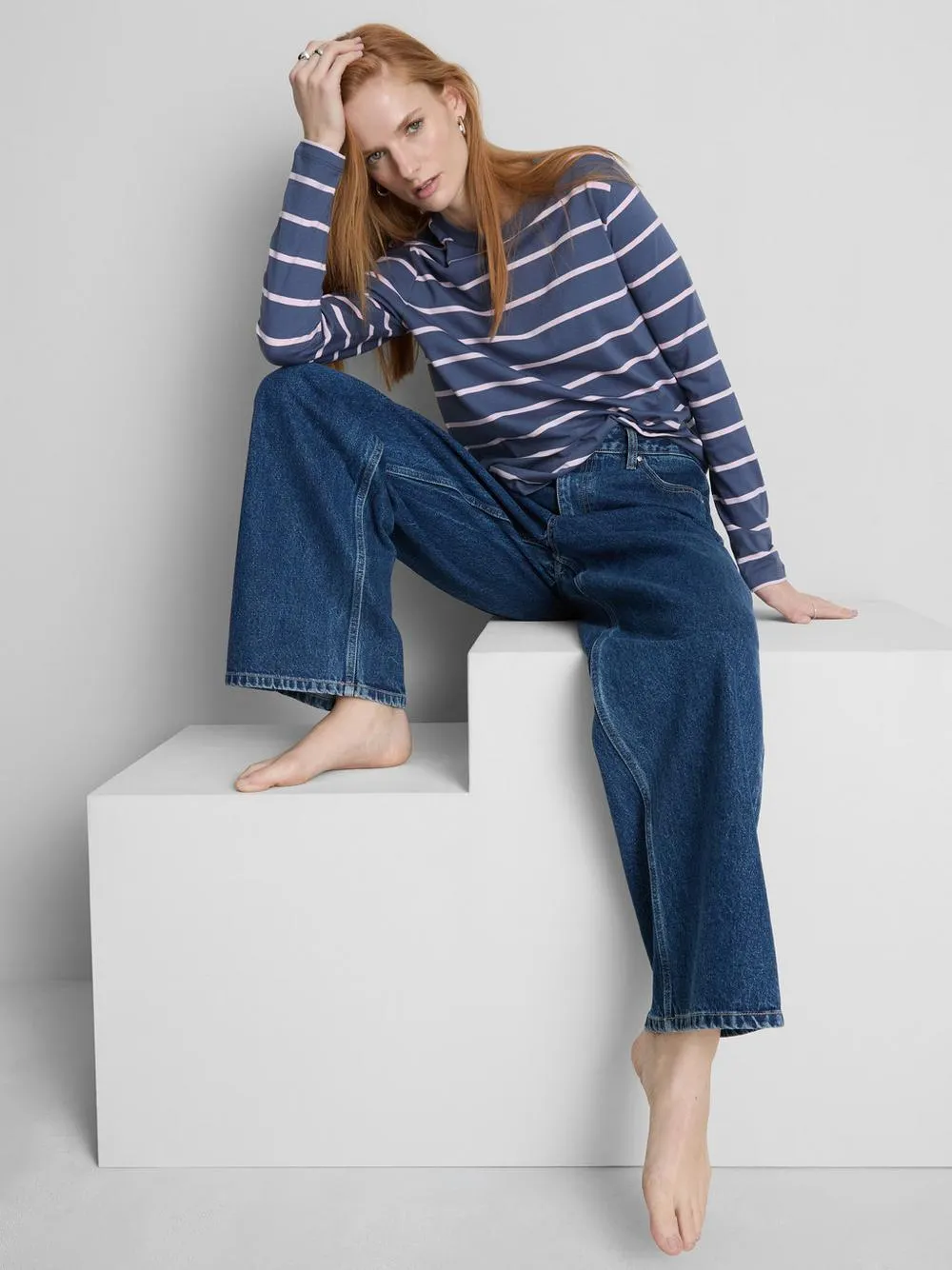 Gestreiftes Langarmshirt aus Baumwolle