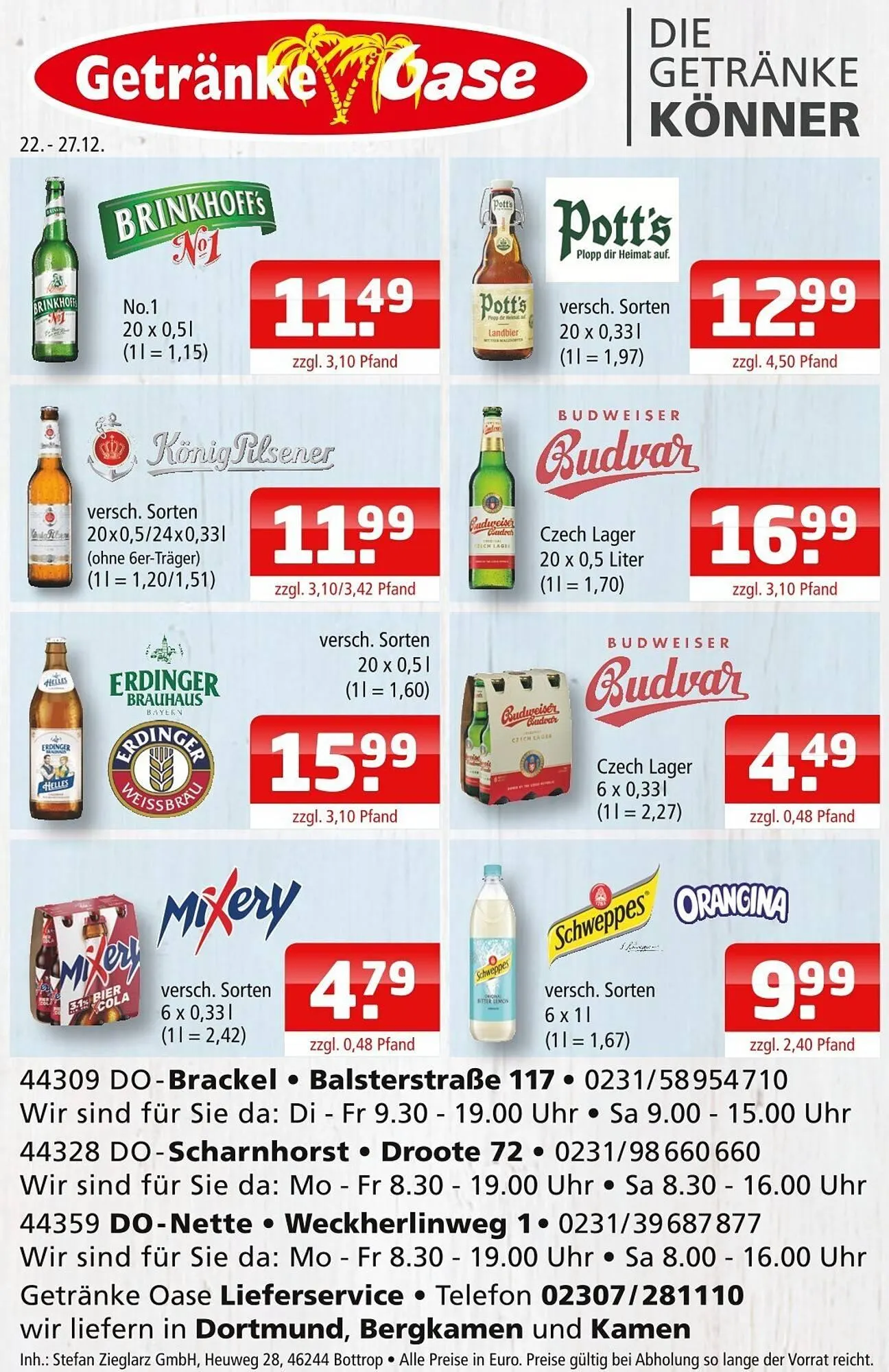 Getränke Oase Prospekt von 22. Dezember bis 27. Dezember 2025 - Prospekt seite 1