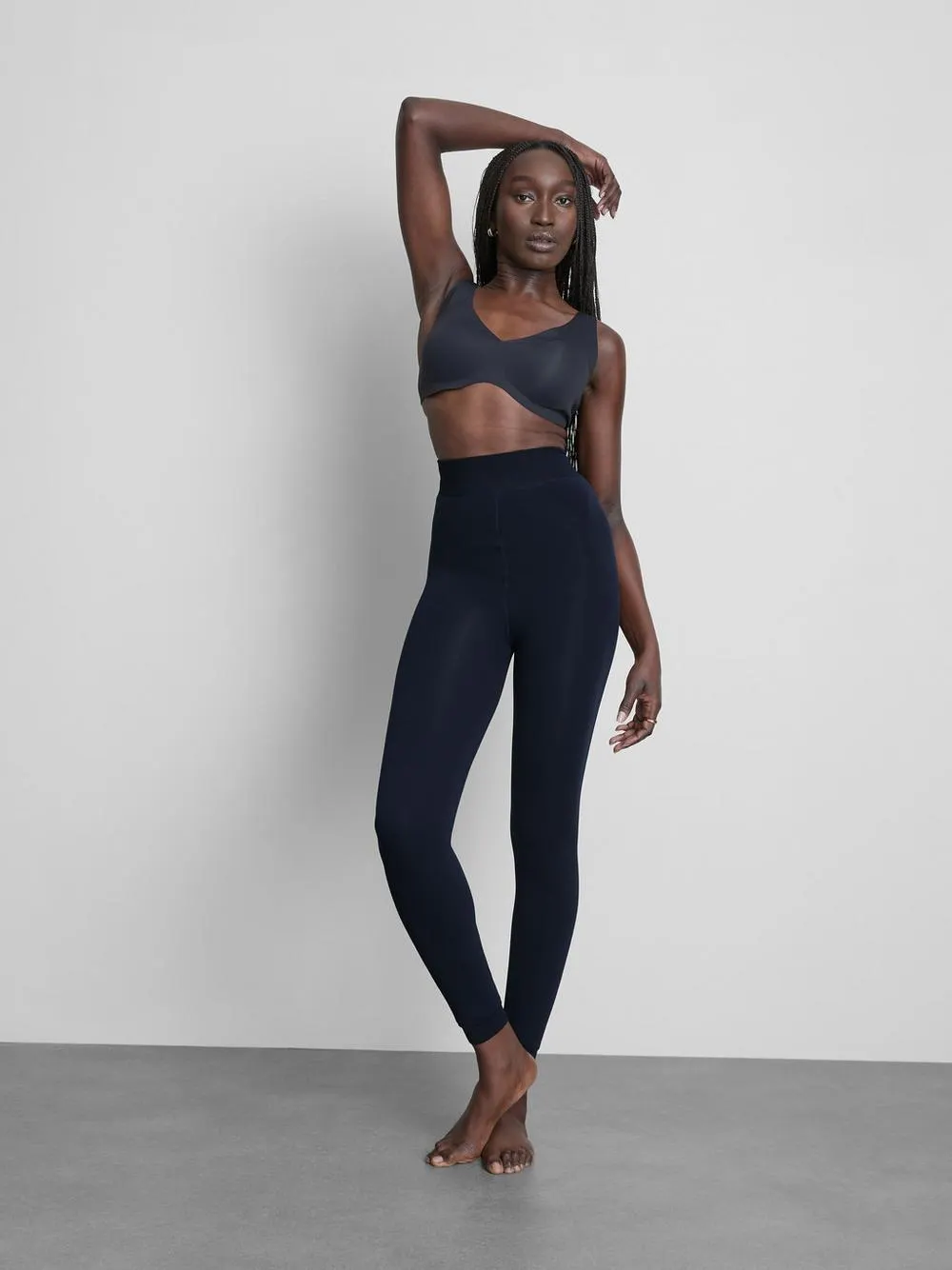 Marineblaue Samt-Leggings, 1er-Pack