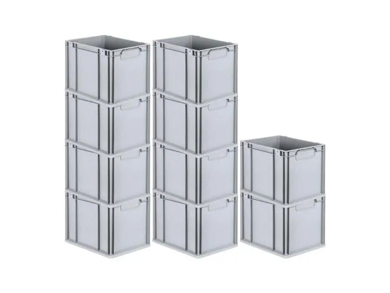 PROREGAL 10x Eurobox NextGen Economy | Griffe geschlossen | HxBxT 32x30x40cm | 30 Liter | Eurobehälter, Transportbox, Transportbehälter