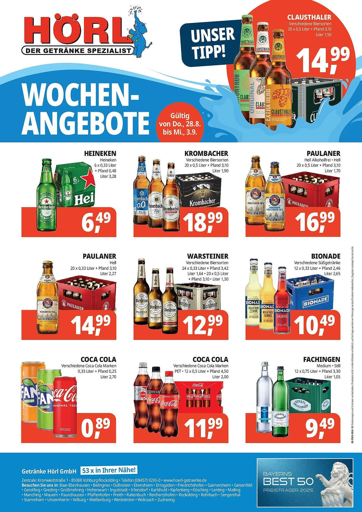 Hörl Getränke Prospekt von 27. August bis 3. September 2025 - Prospekt seite 1